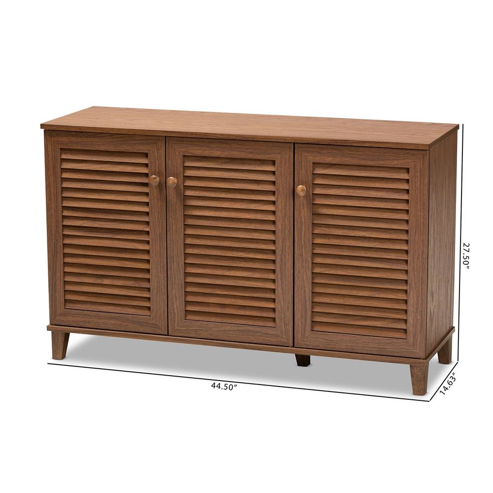 Walnut Finished 8-Shelf Wood Shoe Storage Cabinet. Picture 20