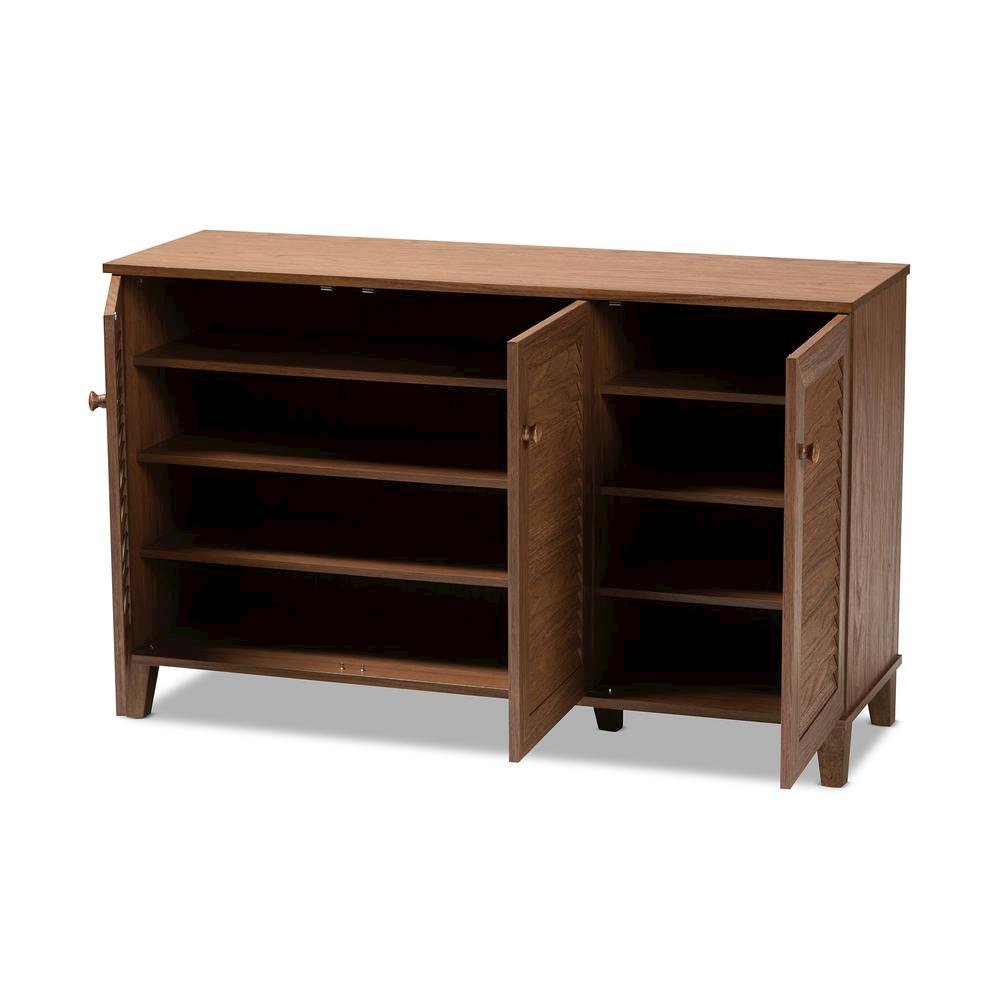 Walnut Finished 8-Shelf Wood Shoe Storage Cabinet. Picture 12