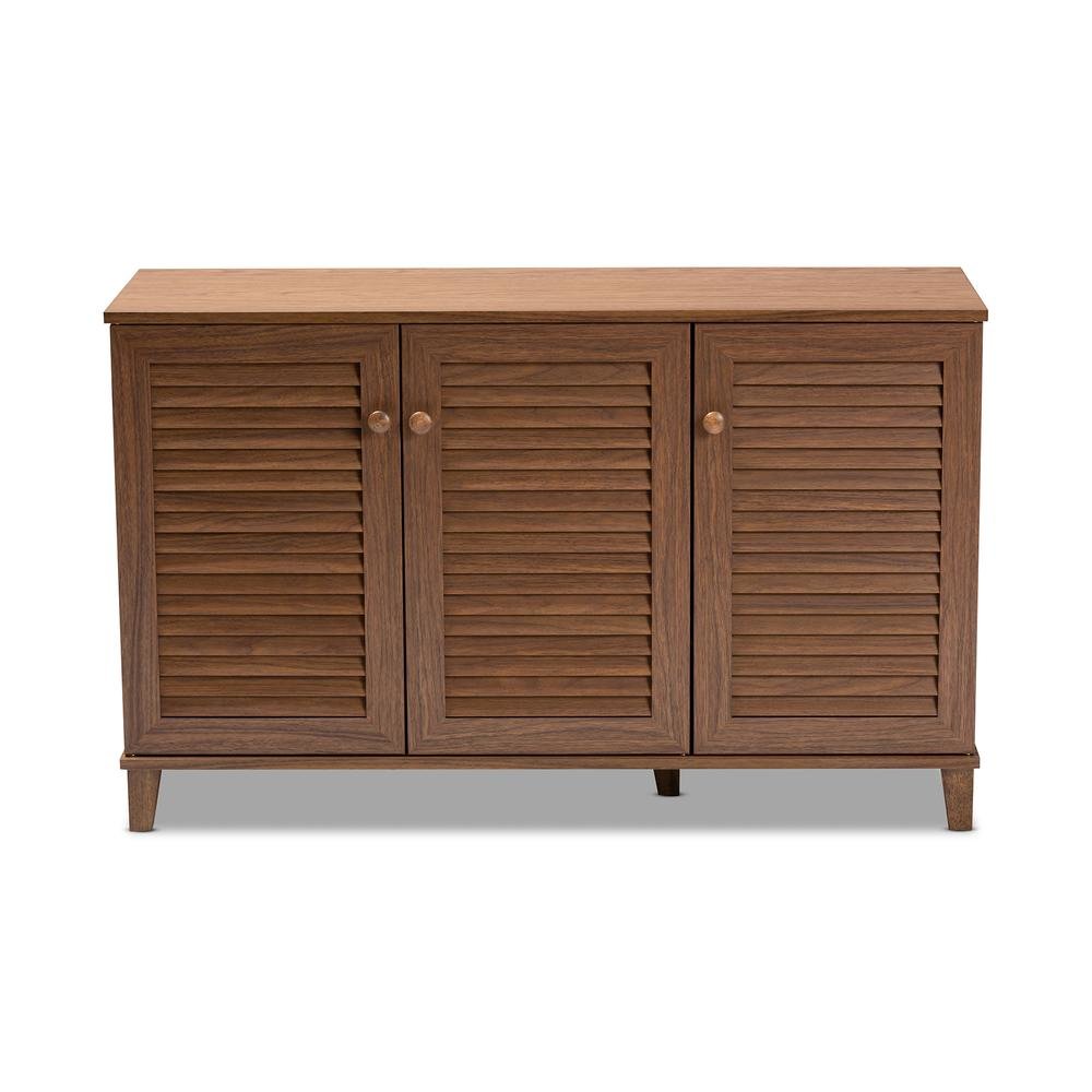 Walnut Finished 8-Shelf Wood Shoe Storage Cabinet. Picture 13