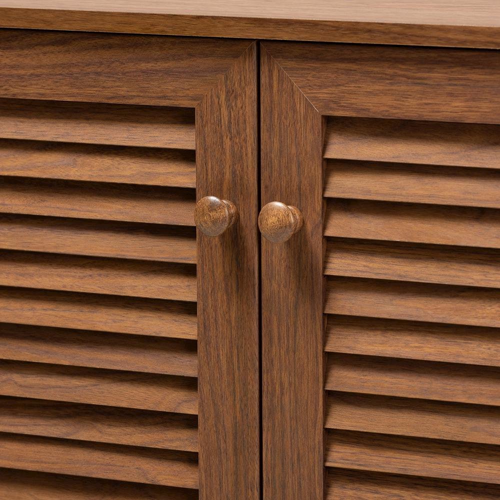 Walnut Finished 8-Shelf Wood Shoe Storage Cabinet. Picture 15