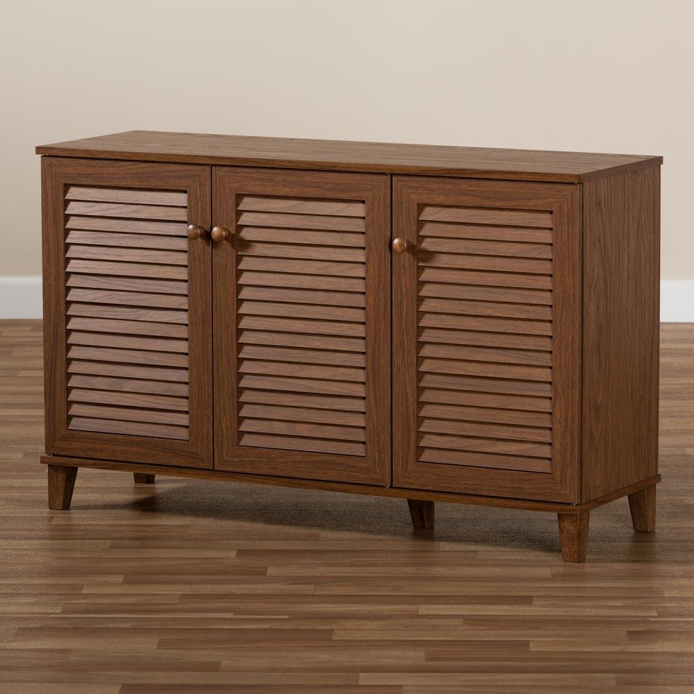 Walnut Finished 8-Shelf Wood Shoe Storage Cabinet. Picture 19