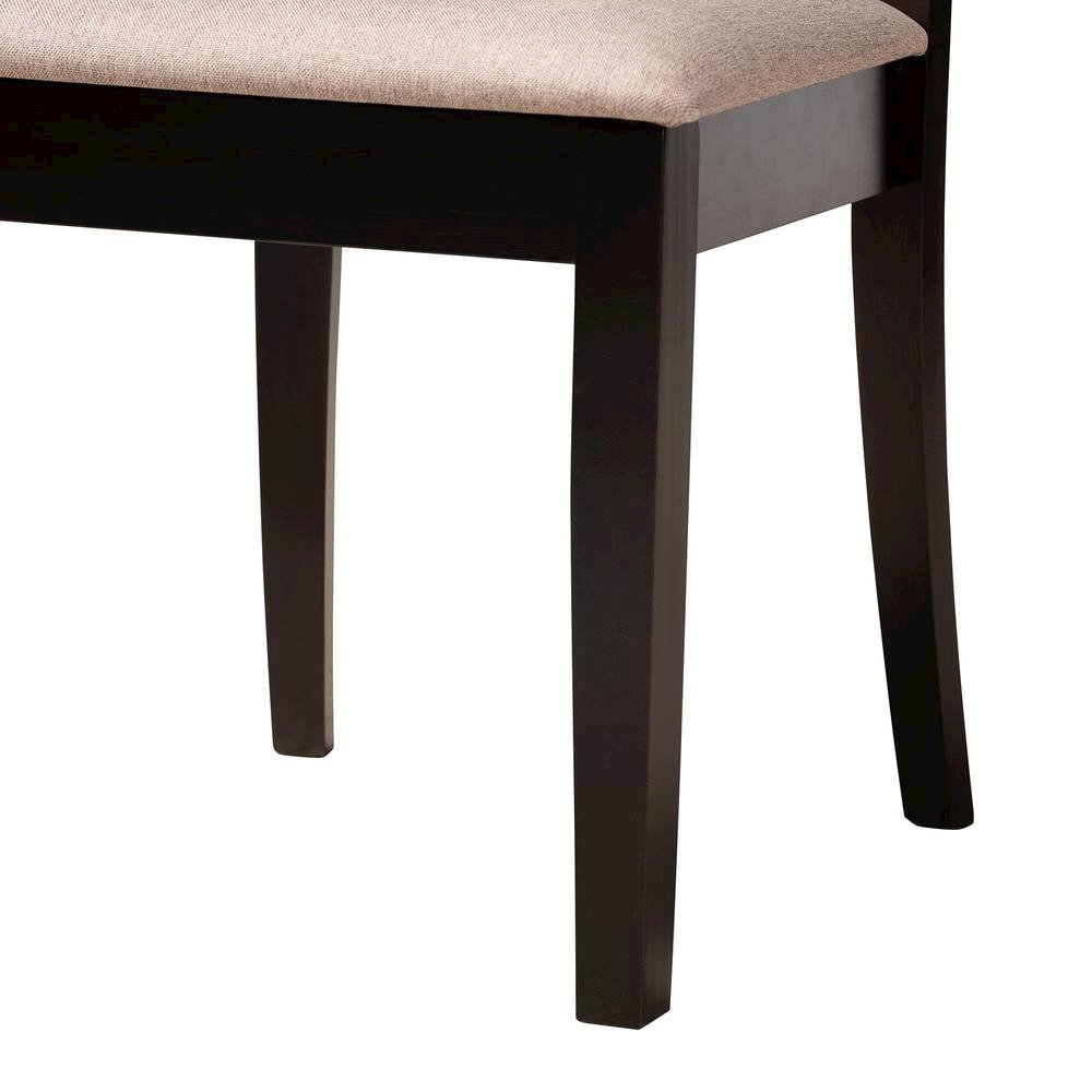 Lore Modern Sand Fabric and Dark Brown Finished Wood 5-Piece Dining Set. Picture 16