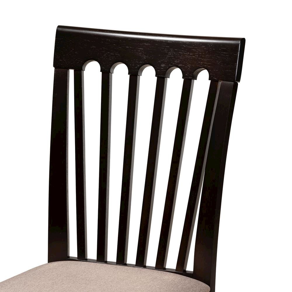Sand Fabric Upholstered and Dark Brown Finished Wood 5-Piece Dining Set. Picture 14