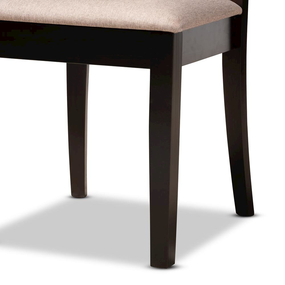 Sand Fabric Upholstered and Dark Brown Finished Wood 5-Piece Dining Set. Picture 15