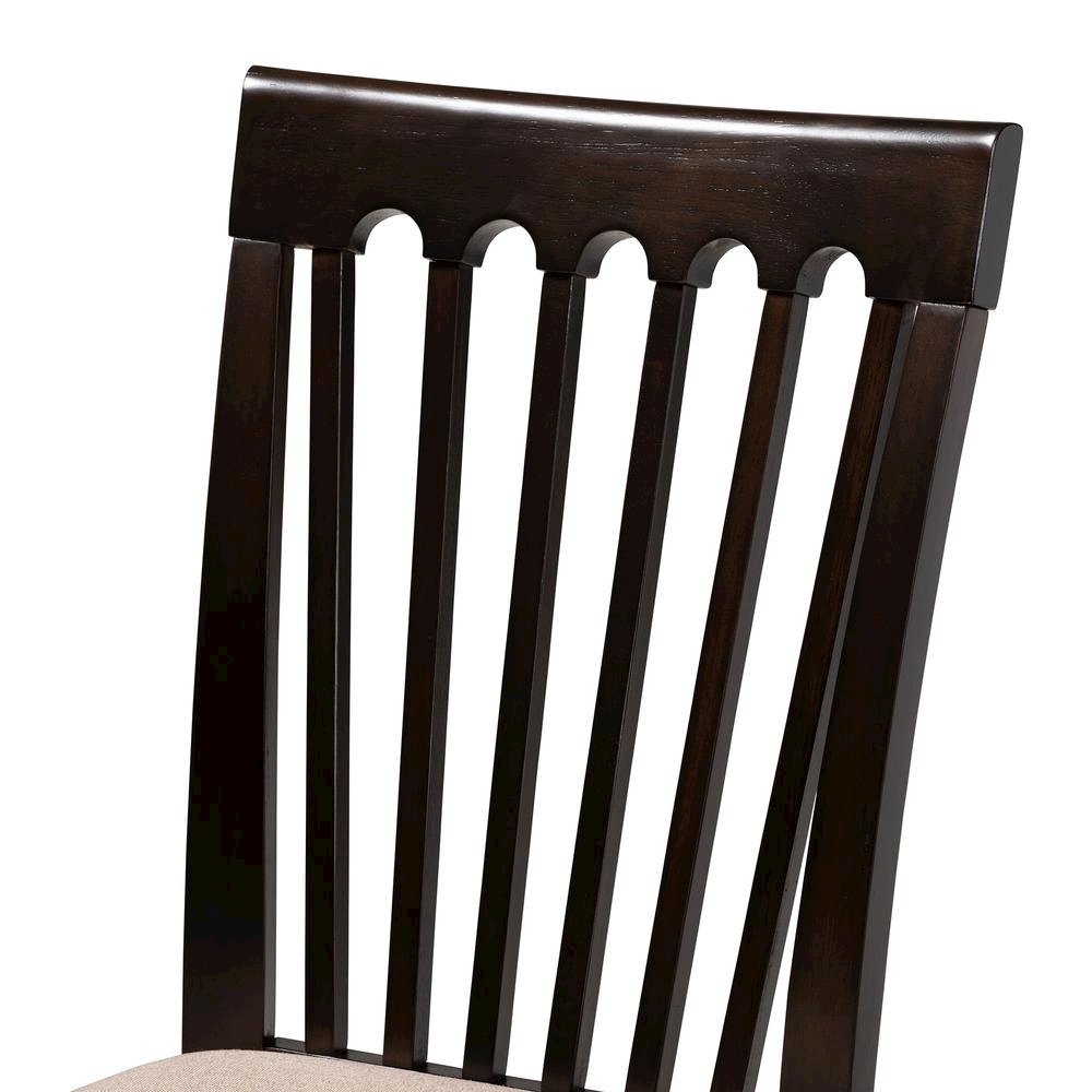 Sand Fabric Upholstered Espresso Brown Finished Wood Dining Chair Set of 4. Picture 10