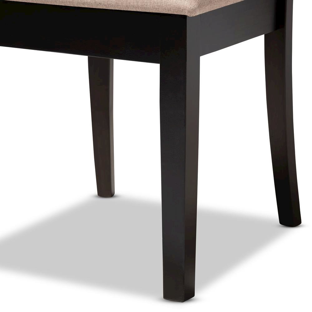 Sand Fabric Upholstered Espresso Brown Finished Wood Dining Chair Set of 4. Picture 11