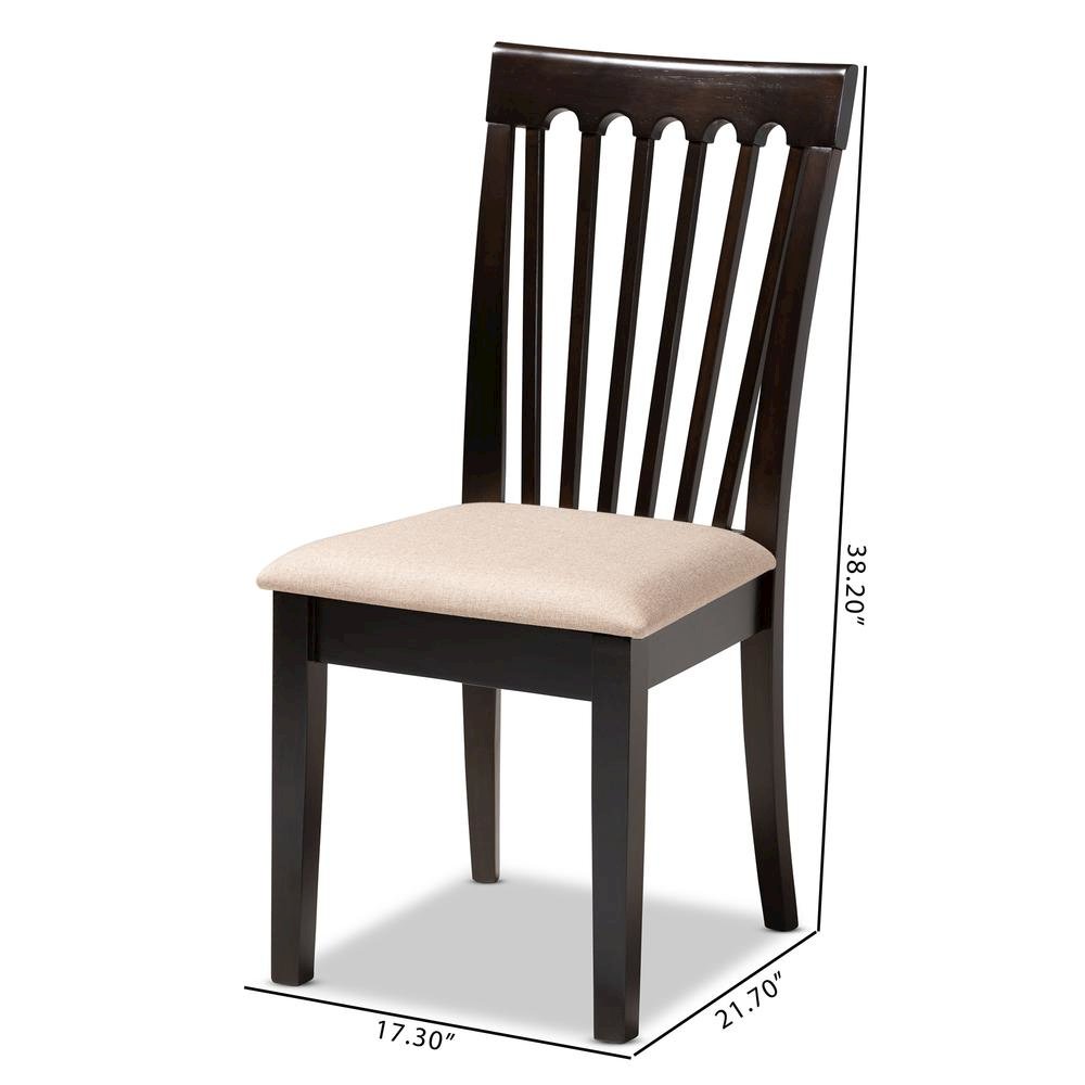 Sand Fabric Upholstered Espresso Brown Finished Wood Dining Chair Set of 4. Picture 14