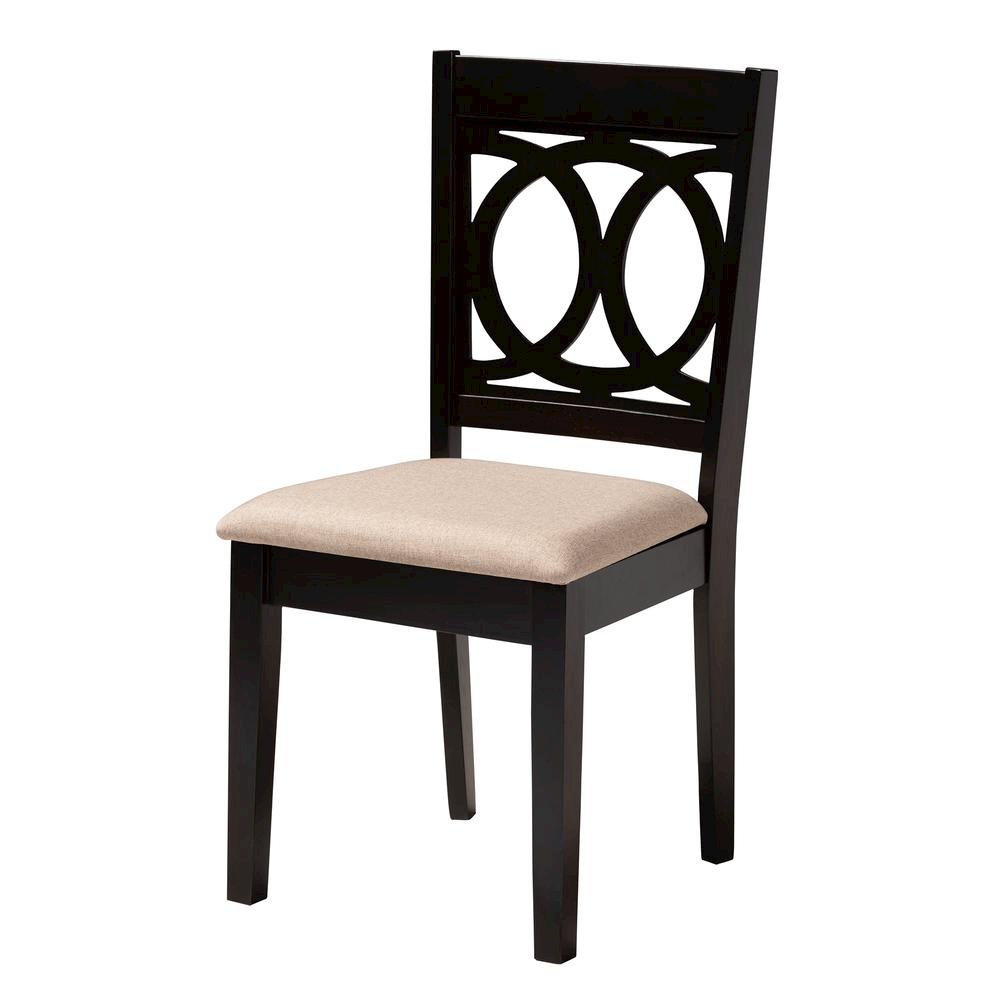 Sanne Modern Beige Fabric and Espresso Brown Finished Wood 5-Piece Dining Set. Picture 12