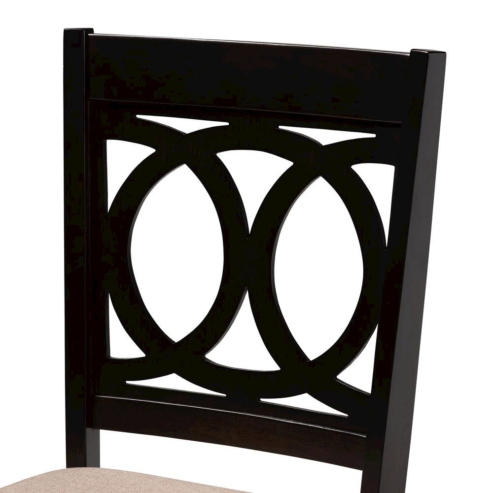 Sanne Modern Beige Fabric and Espresso Brown Finished Wood 5-Piece Dining Set. Picture 15