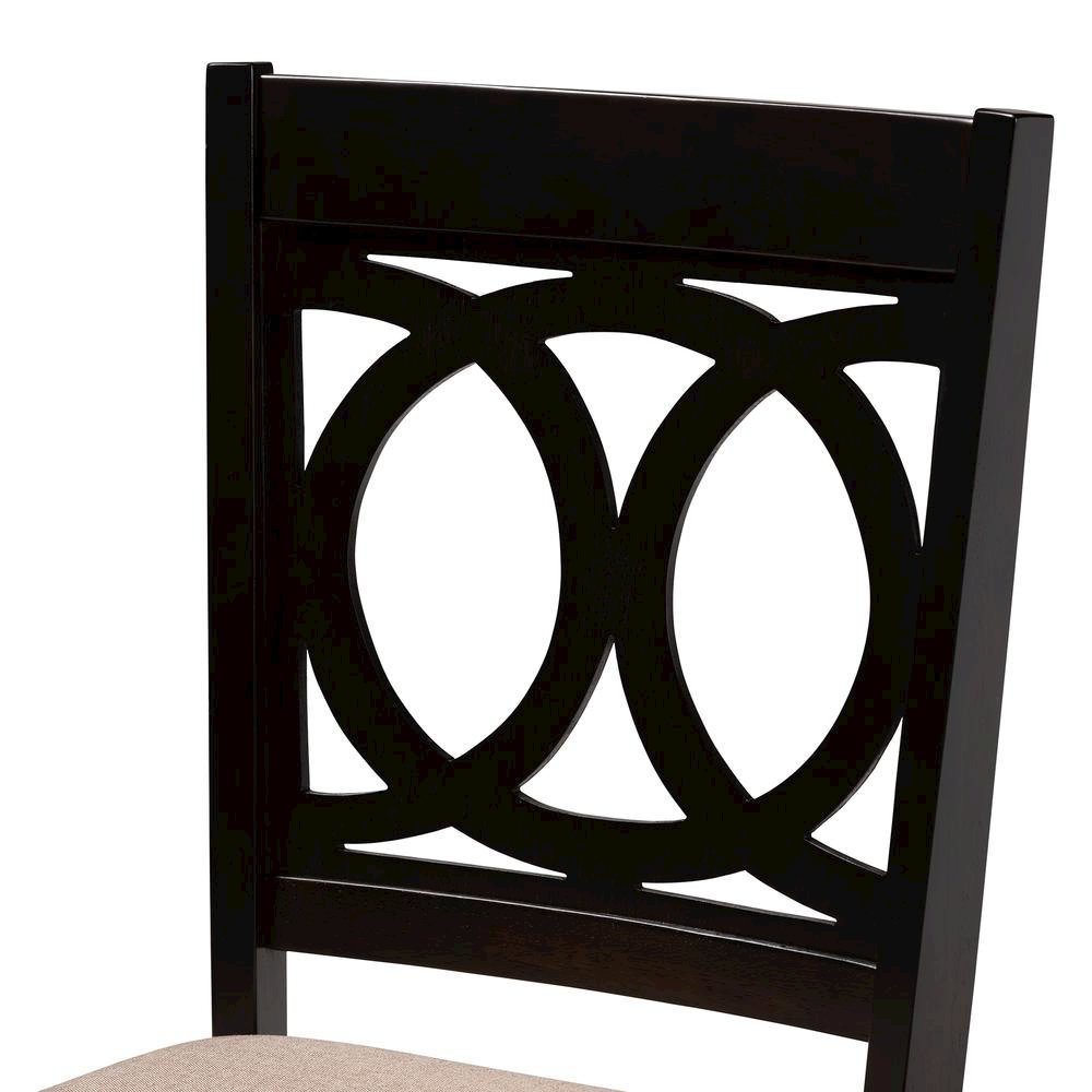 Sand Fabric Upholstered Espresso Brown Finished Wood Dining Chair Set of 4. Picture 10