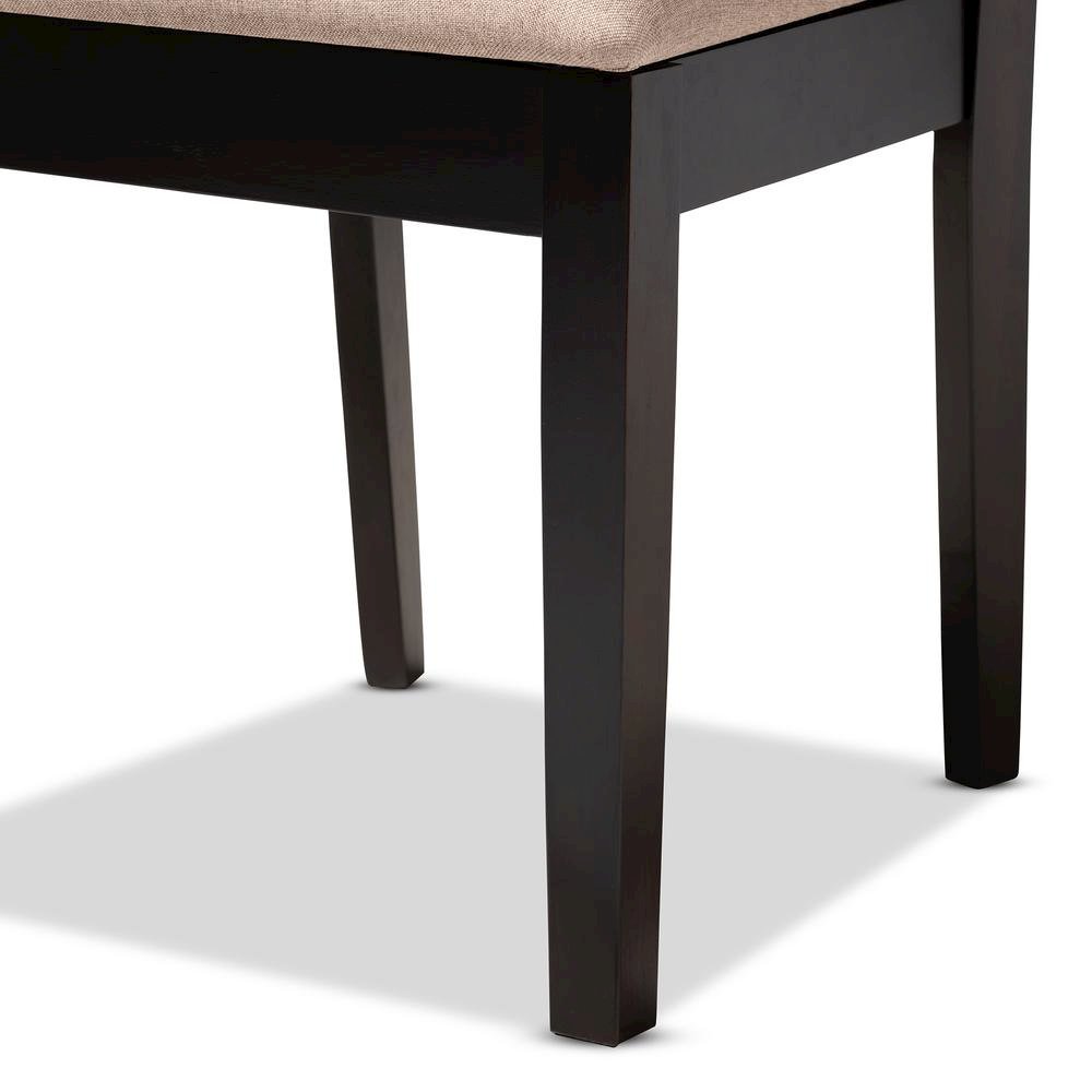 Sand Fabric Upholstered Espresso Brown Finished Wood Dining Chair Set of 4. Picture 11