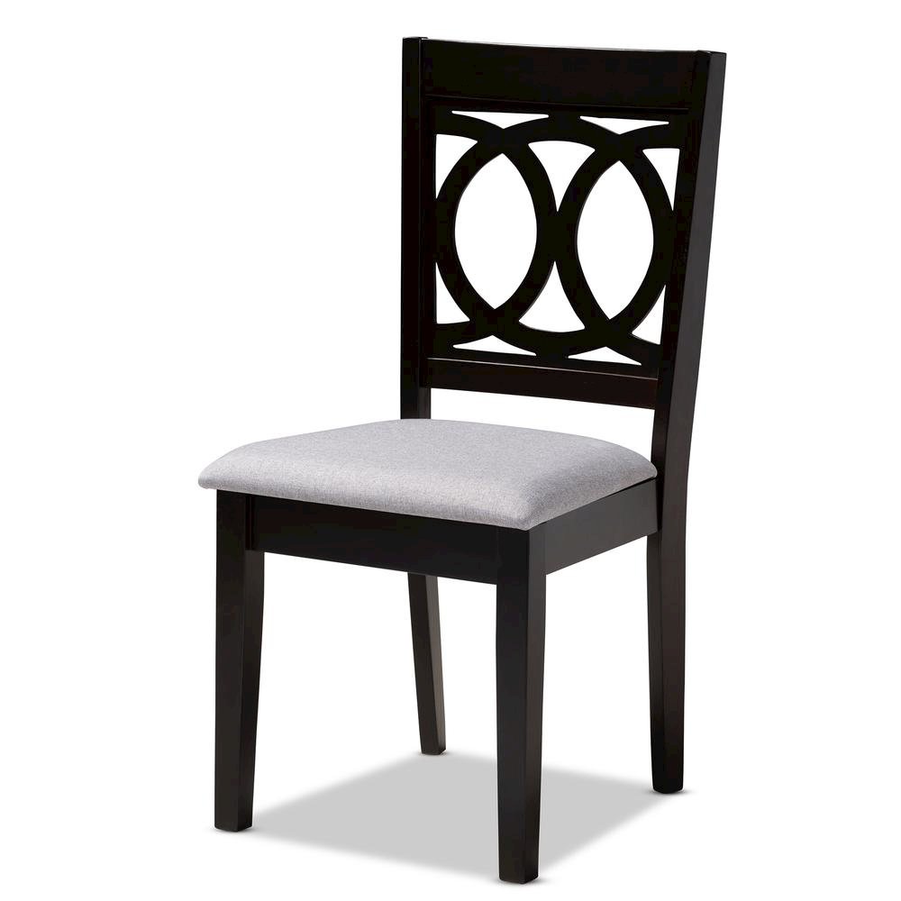 Gray Fabric Upholstered Espresso Brown Finished Wood Dining Chair Set of 4. Picture 9