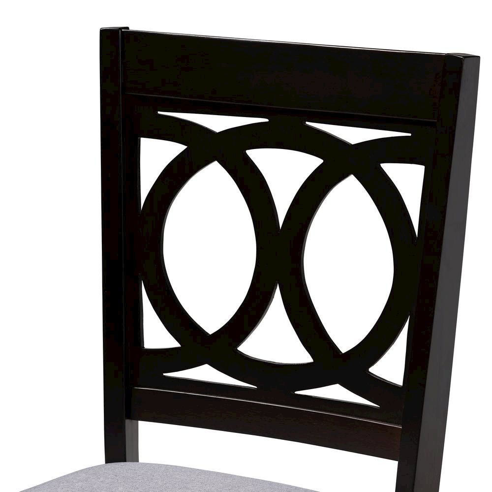 Gray Fabric Upholstered Espresso Brown Finished Wood Dining Chair Set of 4. Picture 10