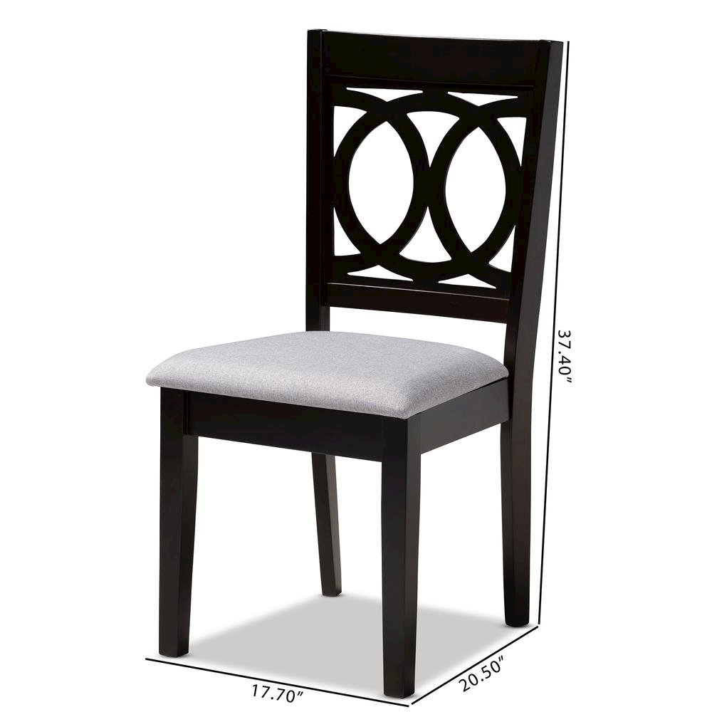 Gray Fabric Upholstered Espresso Brown Finished Wood Dining Chair Set of 4. Picture 14