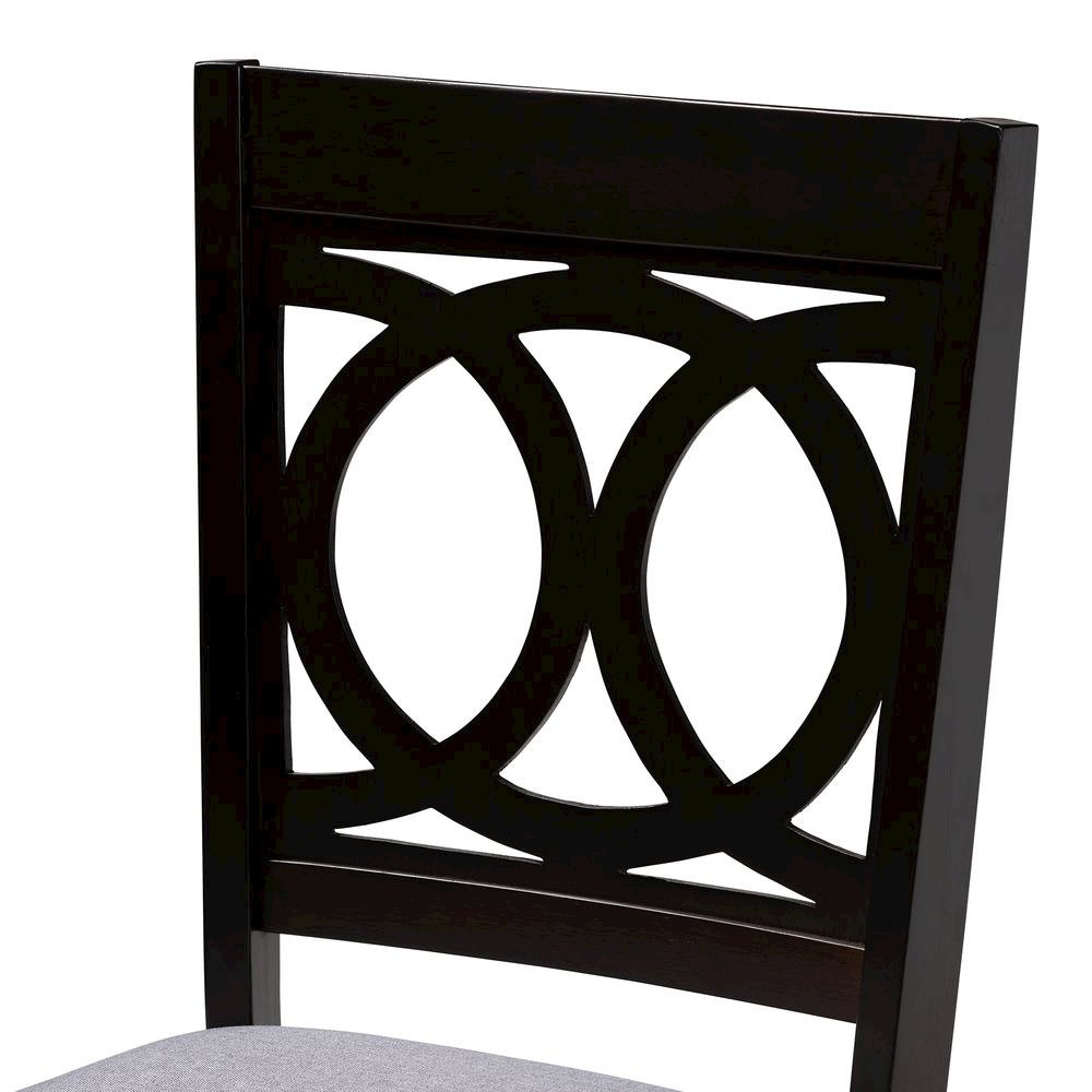 Gray Fabric Upholstered Espresso Brown Finished Wood 5-Piece Dining Set. Picture 7