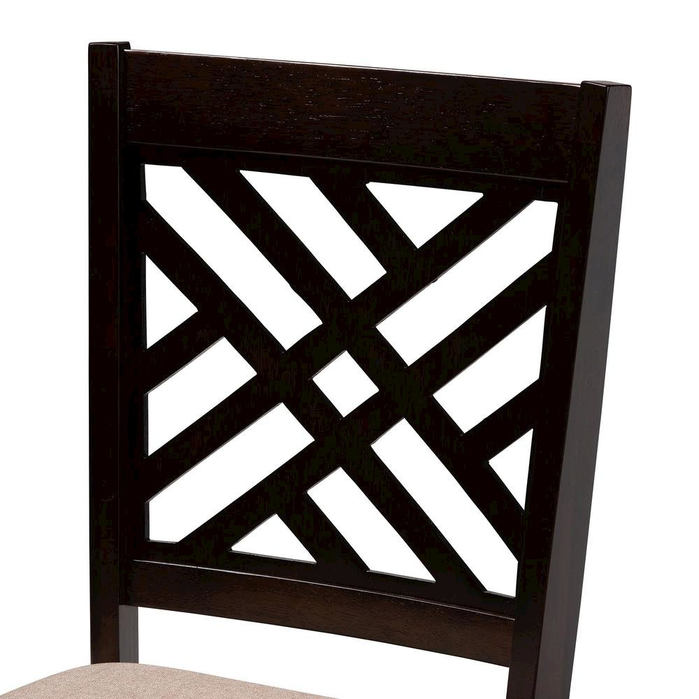 Norah Modern Sand Fabric and Dark Brown Finished Wood 5-Piece Dining Set. Picture 15