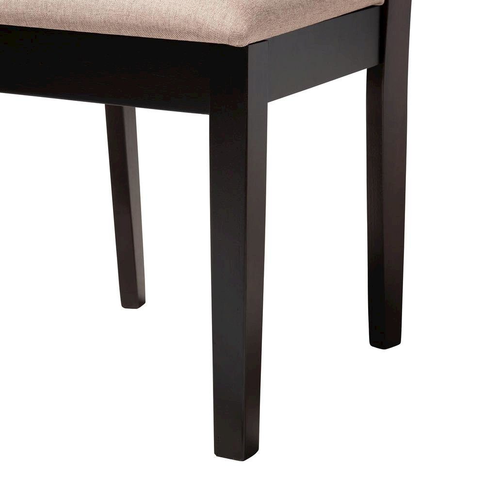 Norah Modern Sand Fabric and Dark Brown Finished Wood 5-Piece Dining Set. Picture 16