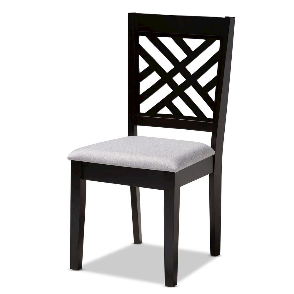 Gray Fabric Upholstered Espresso Brown Finished Wood Dining Chair Set of 4. Picture 9