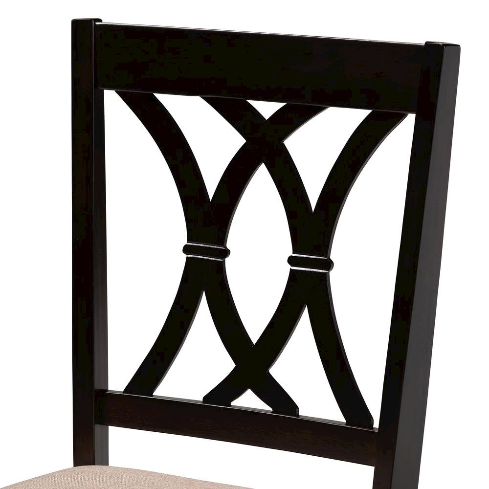 Maya Modern Beige Fabric and Espresso Brown Finished Wood 5-Piece Dining Set. Picture 15
