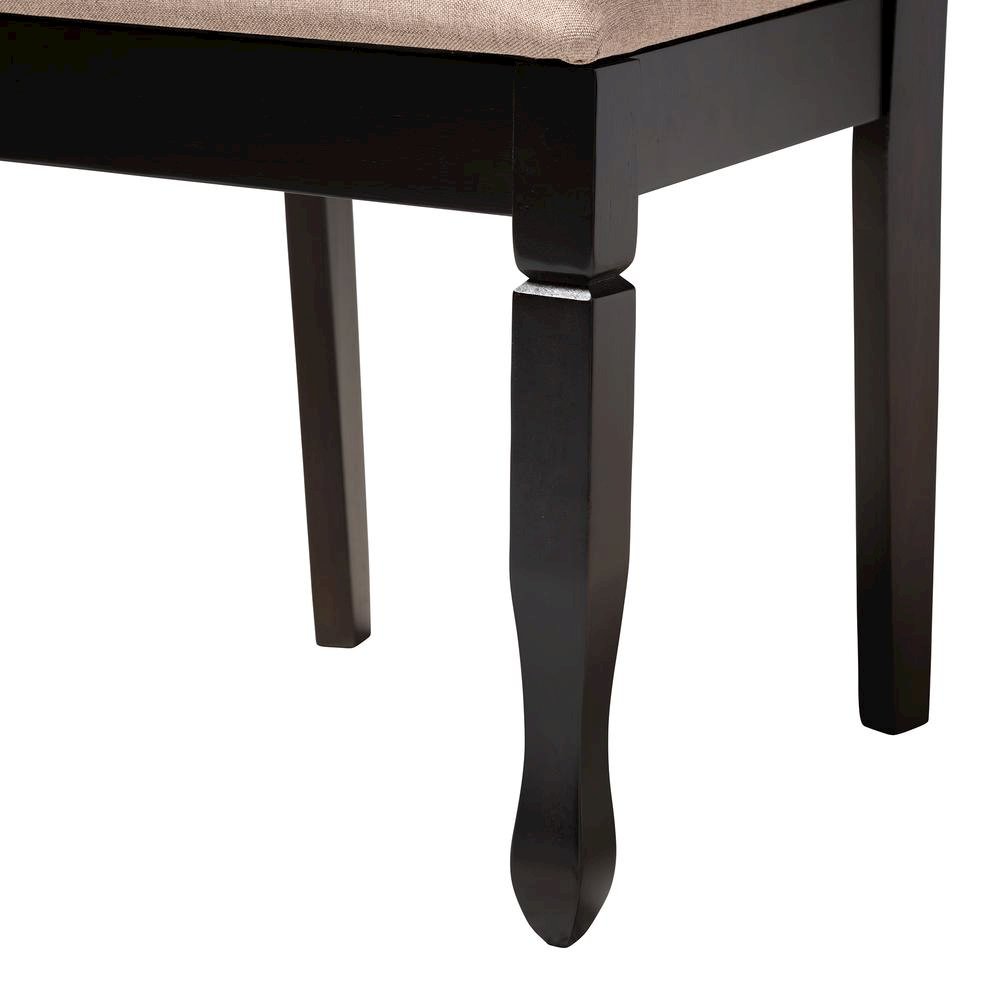 Maya Modern Beige Fabric and Espresso Brown Finished Wood 5-Piece Dining Set. Picture 16