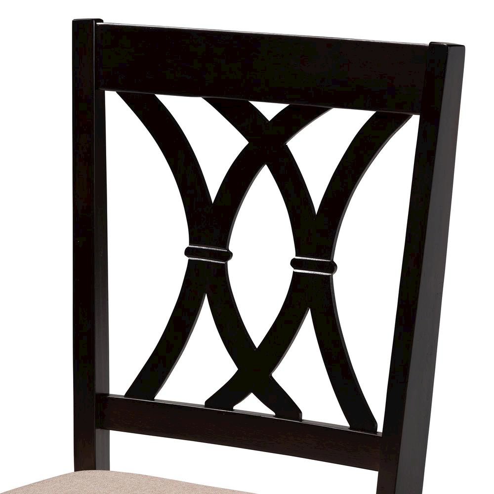 Aggie Modern Sand Fabric and Dark Brown Finished Wood 5-Piece Dining Set. Picture 15