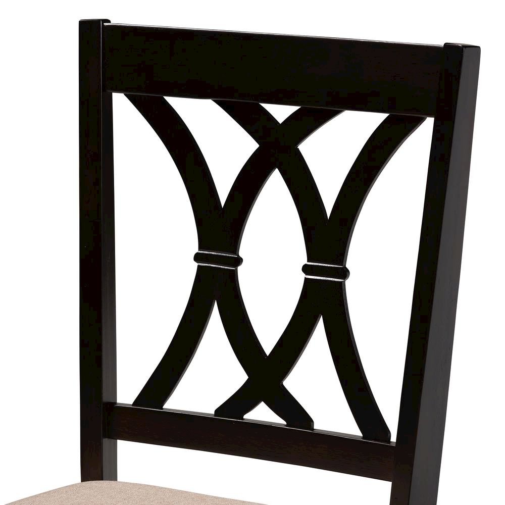 Sand Fabric Upholstered Espresso Brown Finished Wood Dining Chair Set of 4. Picture 10
