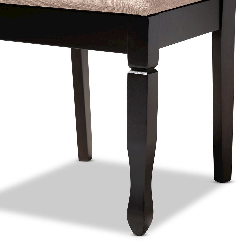 Sand Fabric Upholstered Espresso Brown Finished Wood Dining Chair Set of 4. Picture 11