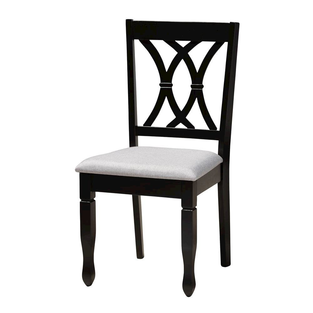Maya Modern Grey Fabric and Espresso Brown Finished Wood 5-Piece Dining Set. Picture 12