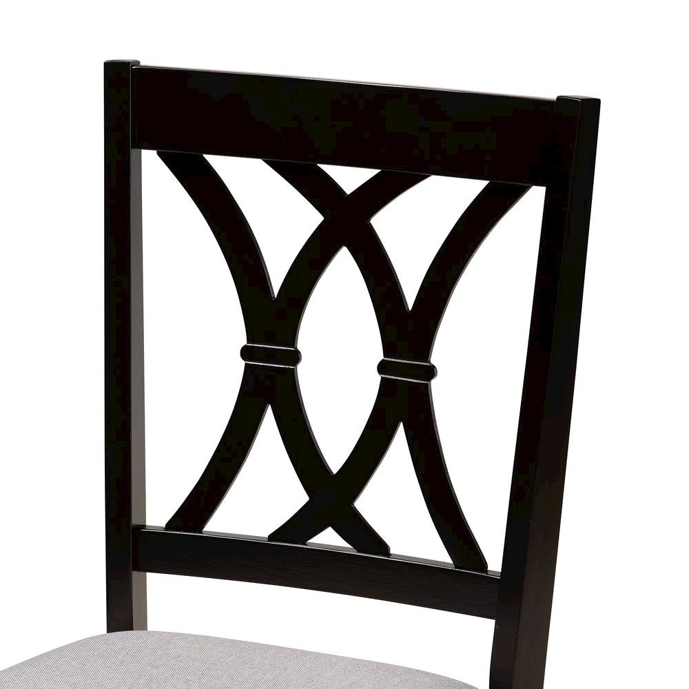 Maya Modern Grey Fabric and Espresso Brown Finished Wood 5-Piece Dining Set. Picture 15