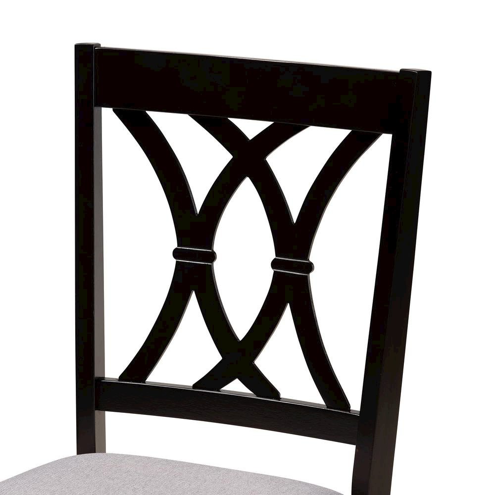 Aggie Modern Grey Fabric and Dark Brown Finished Wood 5-Piece Dining Set. Picture 15