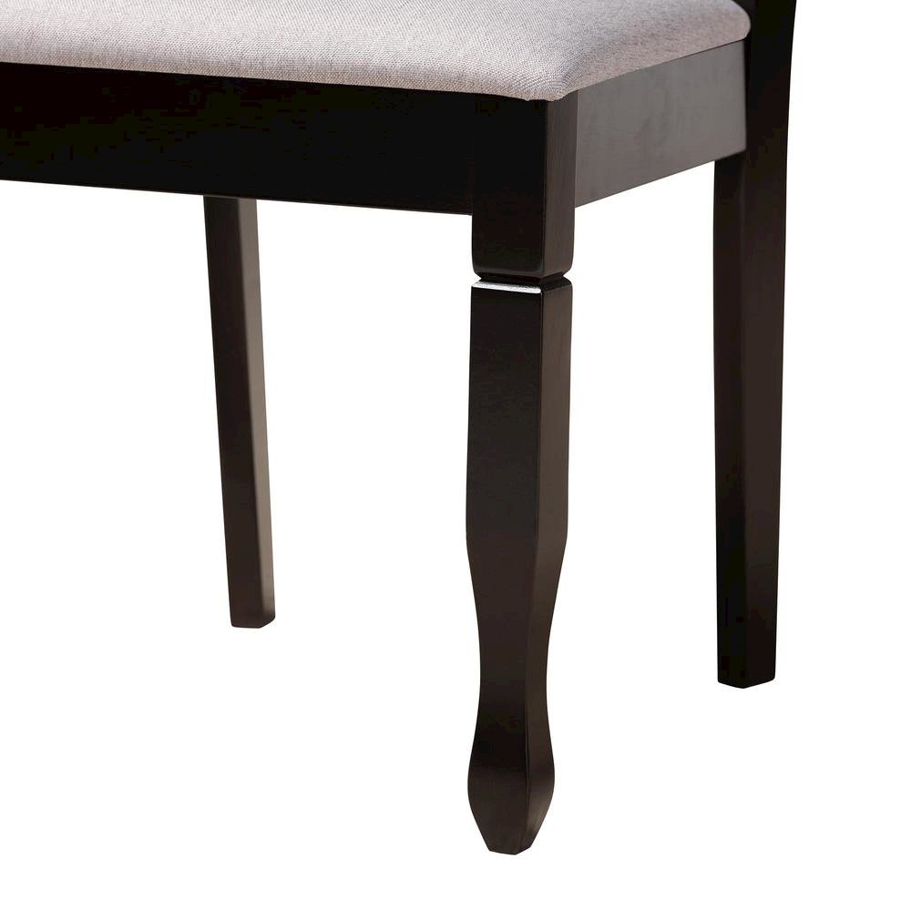 Aggie Modern Grey Fabric and Dark Brown Finished Wood 5-Piece Dining Set. Picture 16