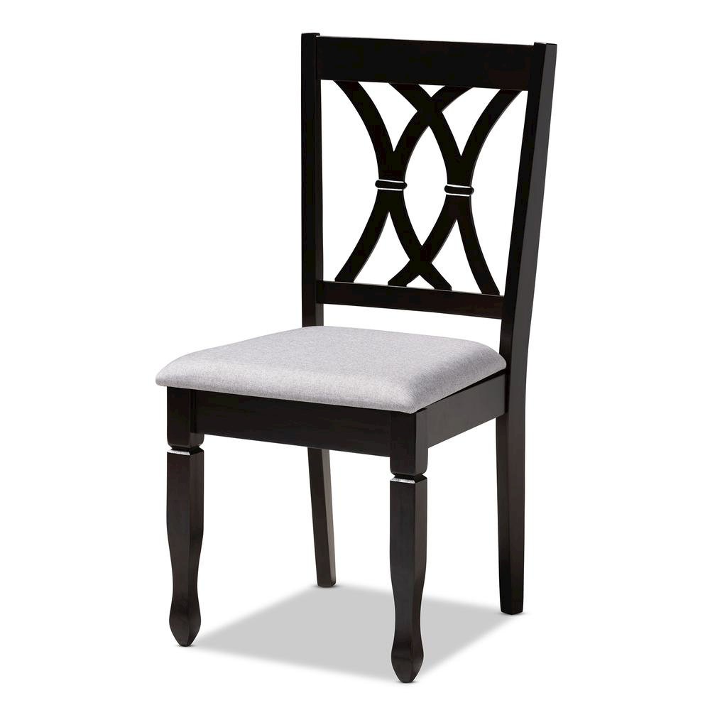 Gray Fabric Upholstered Espresso Brown Finished Wood Dining Chair Set of 4. Picture 9