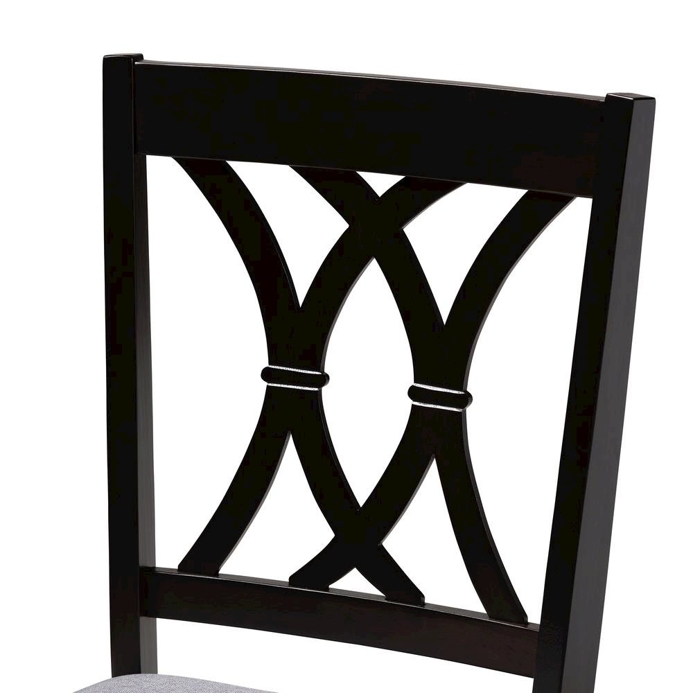Gray Fabric Upholstered Espresso Brown Finished Wood Dining Chair Set of 4. Picture 10
