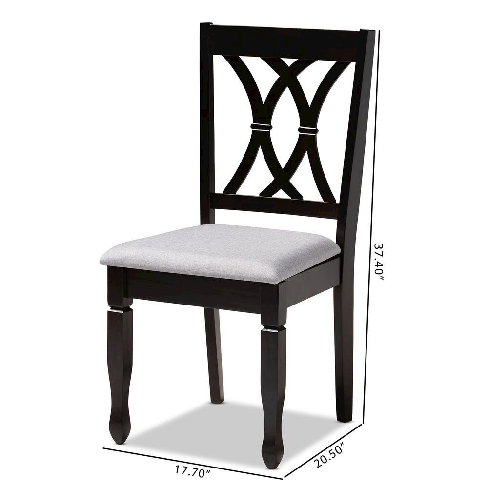Gray Fabric Upholstered Espresso Brown Finished Wood Dining Chair Set of 4. Picture 14