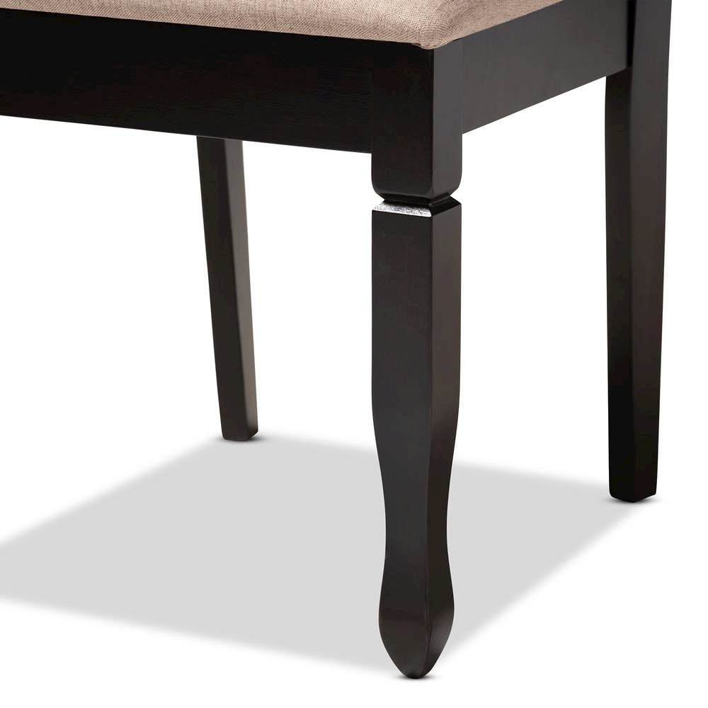 Sand Fabric Upholstered Espresso Brown Finished Wood Dining Chair Set of 4. Picture 11