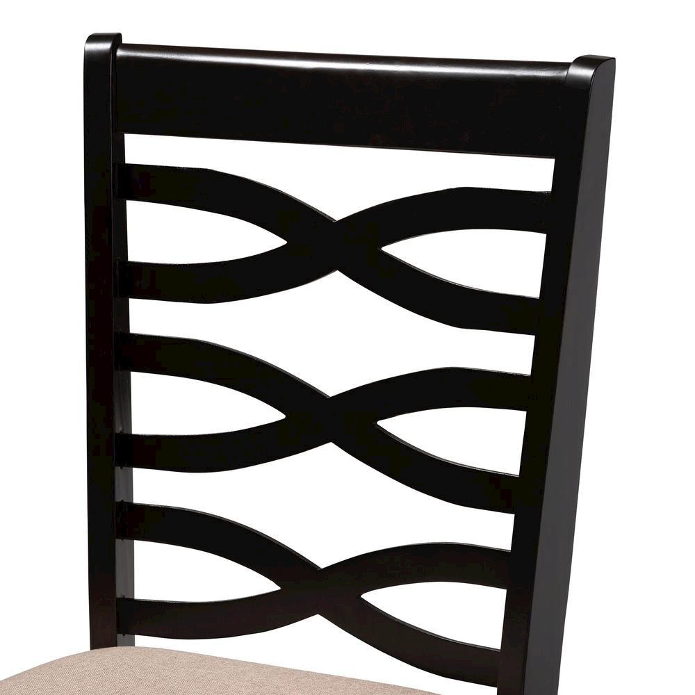 Sand Fabric Upholstered Espresso Brown Finished Wood 5-Piece Dining Set. Picture 7