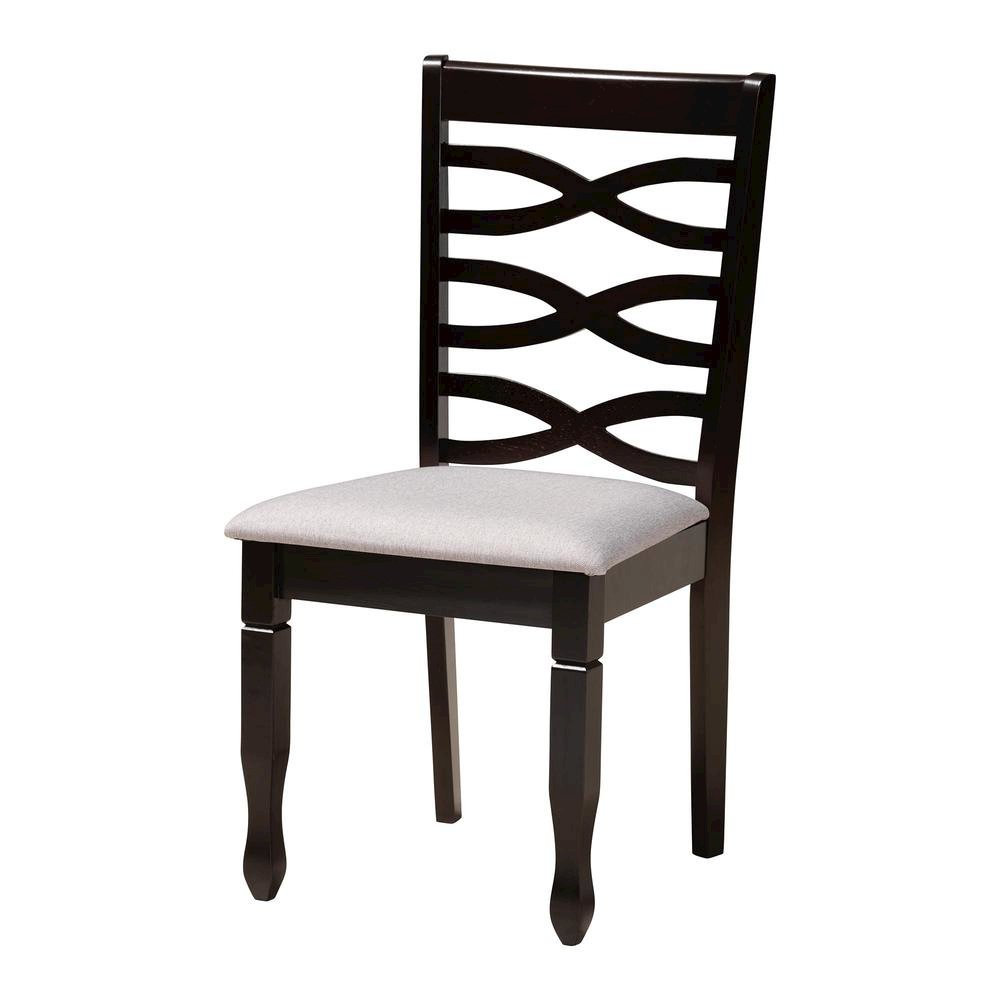 Mila Modern Grey Fabric and Dark Brown Finished Wood 5-Piece Dining Set. Picture 12