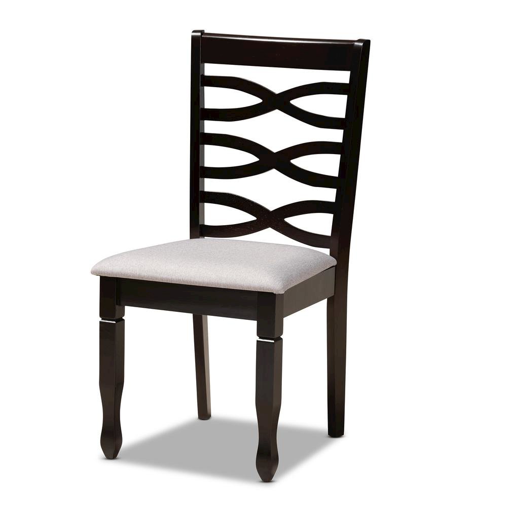 Grey Fabric Upholstered and Dark Brown Finished Wood 5-Piece Dining Set. Picture 11