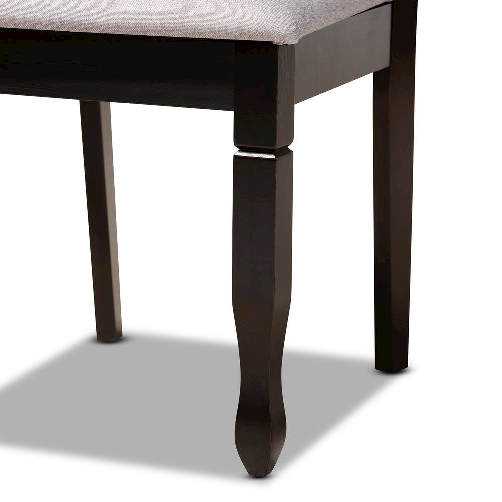 Grey Fabric Upholstered and Dark Brown Finished Wood 5-Piece Dining Set. Picture 15