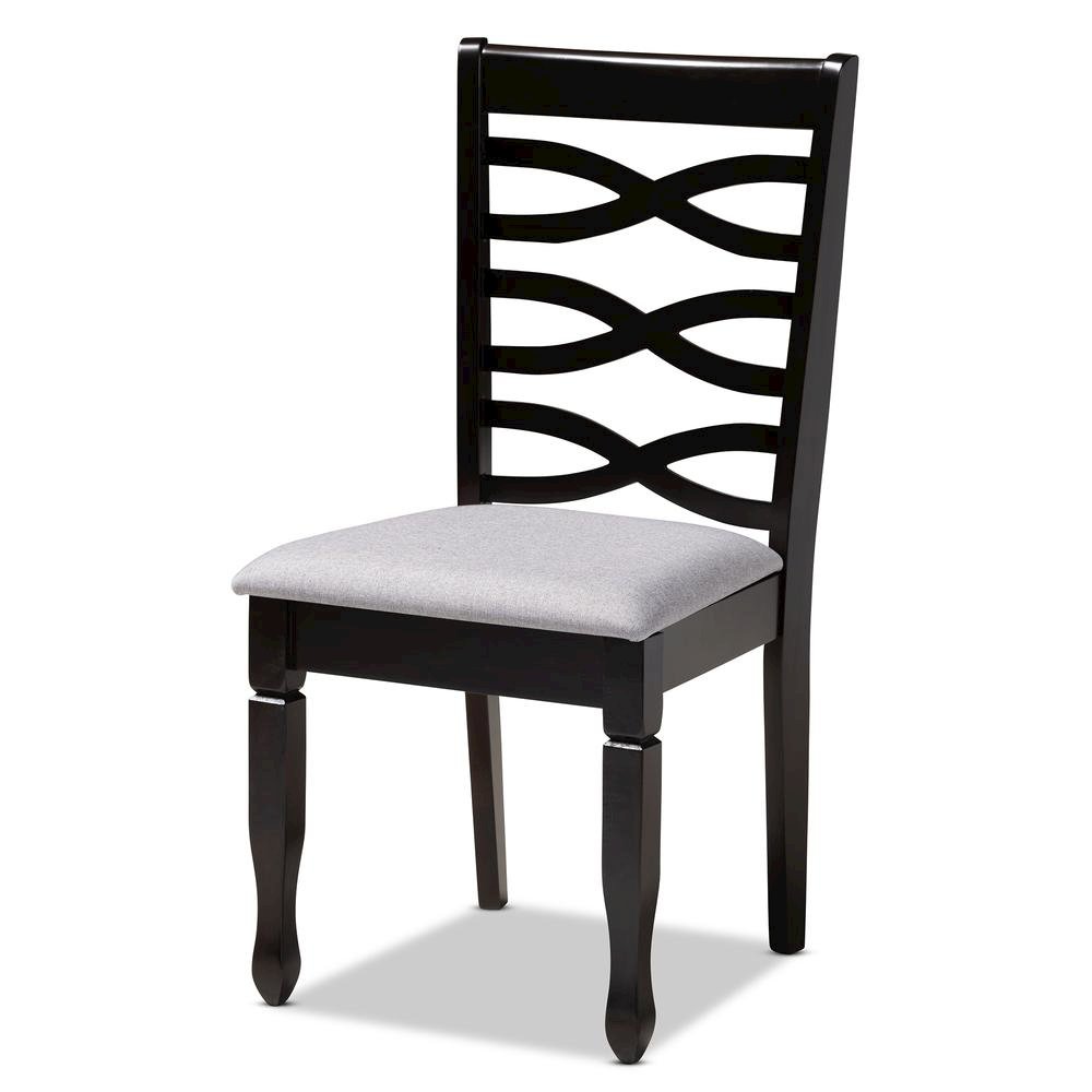 Gray Fabric Upholstered Espresso Brown Finished Wood Dining Chair Set of 4. Picture 9