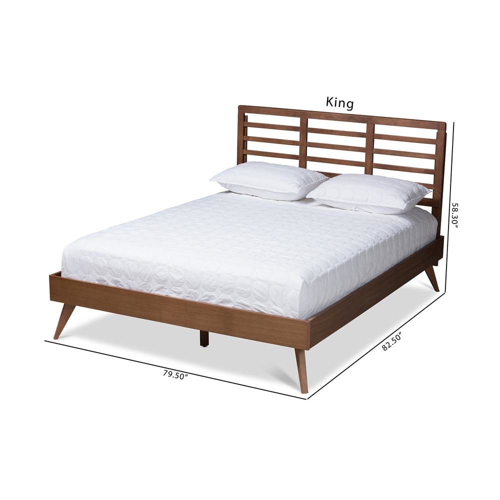 Calisto Mid-Century Modern Walnut Brown Finished Wood Full Size Platform Bed. Picture 20
