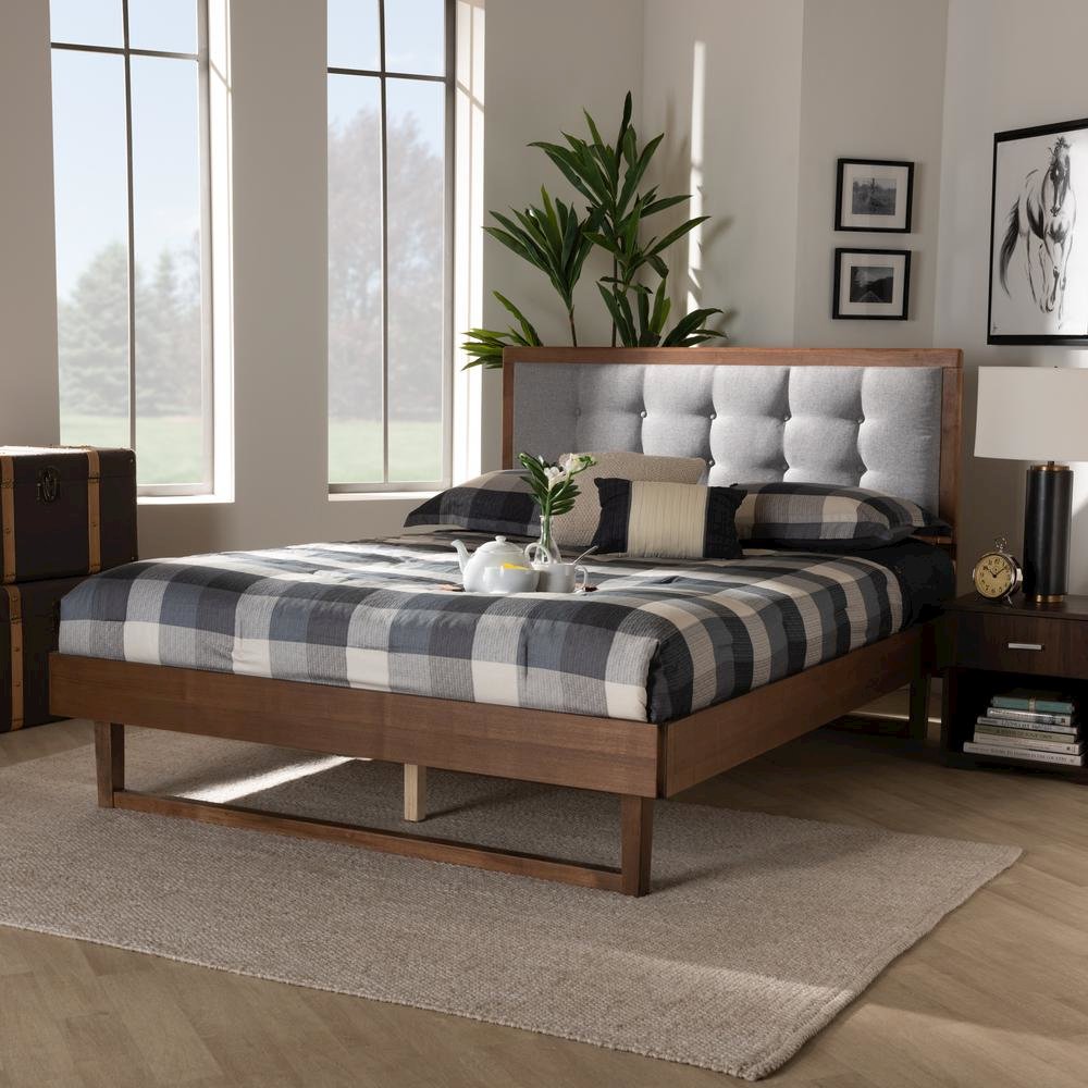 Ash Walnut Finished Wood Full Size Platform Bed. Picture 16