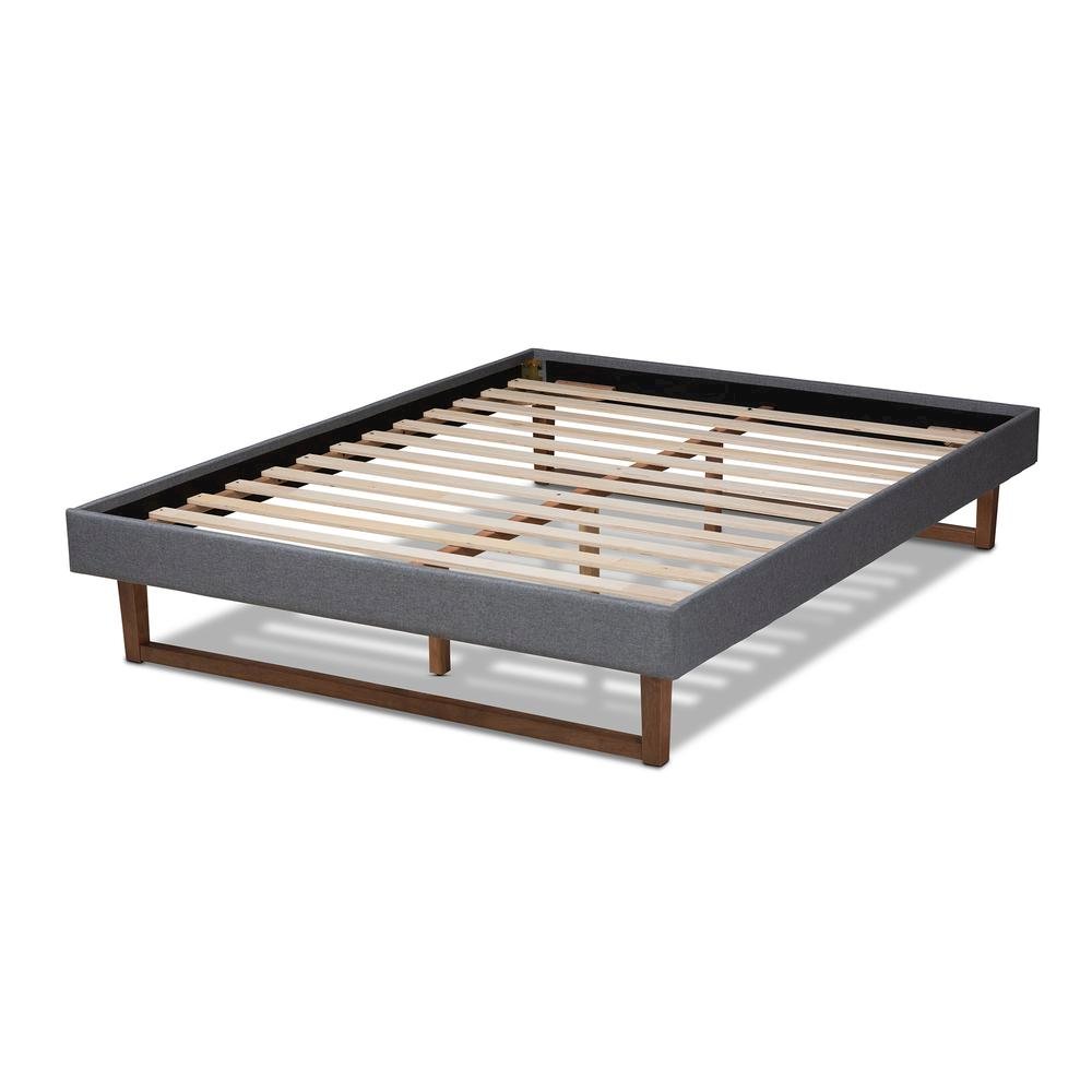 Walnut Brown Finished Wood Full Size Platform Bed Frame. Picture 12