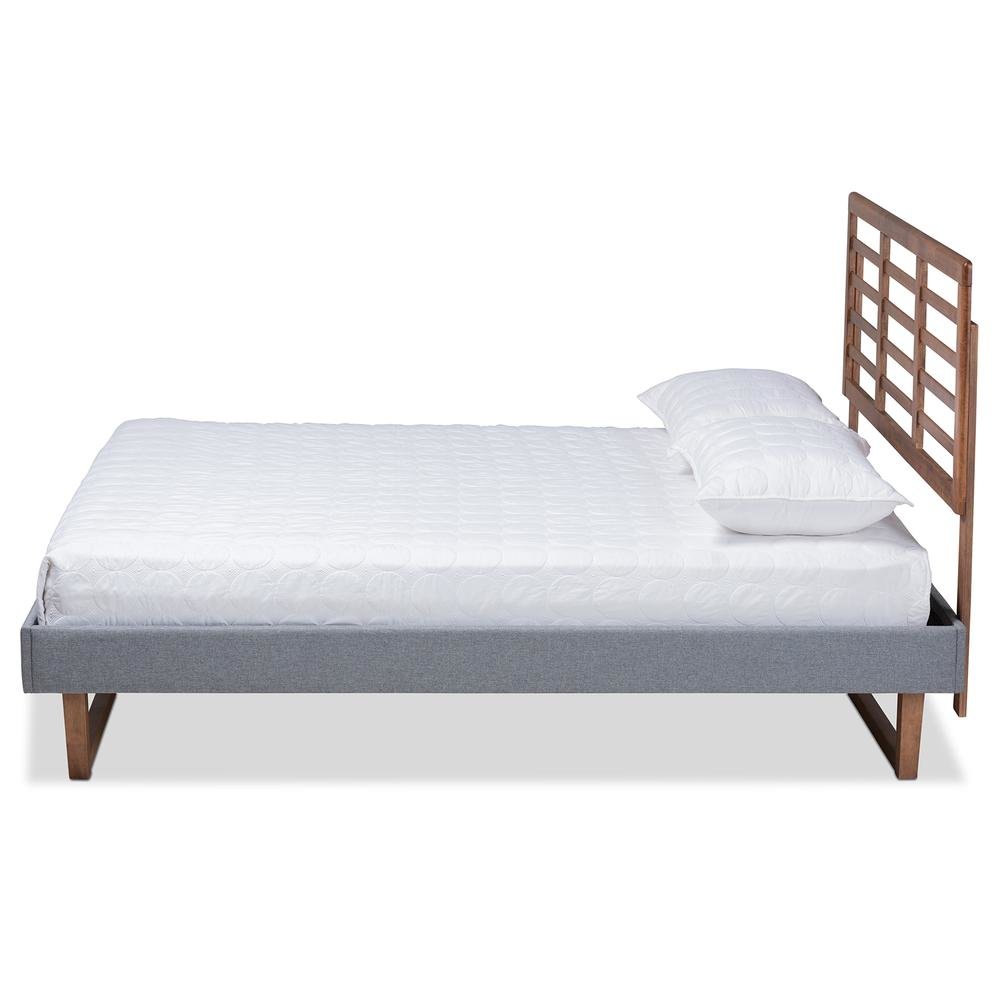 Ash Walnut Brown Finished Wood Full Size Platform Bed. Picture 12
