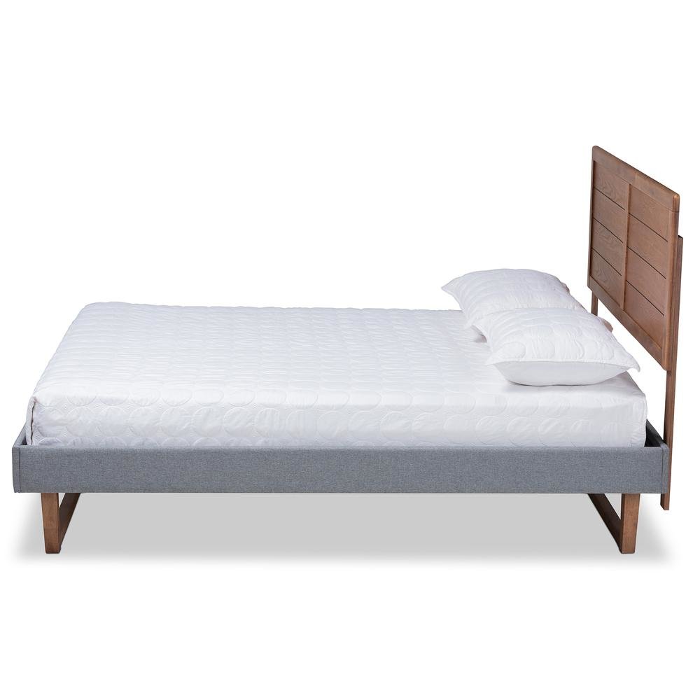 Ash Walnut Brown Finished Wood Full Size Platform Bed. Picture 12