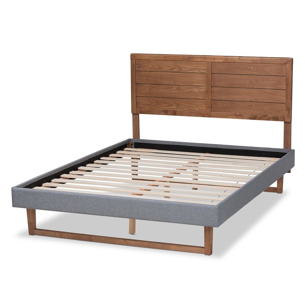 Ash Walnut Brown Finished Wood Full Size Platform Bed. Picture 13