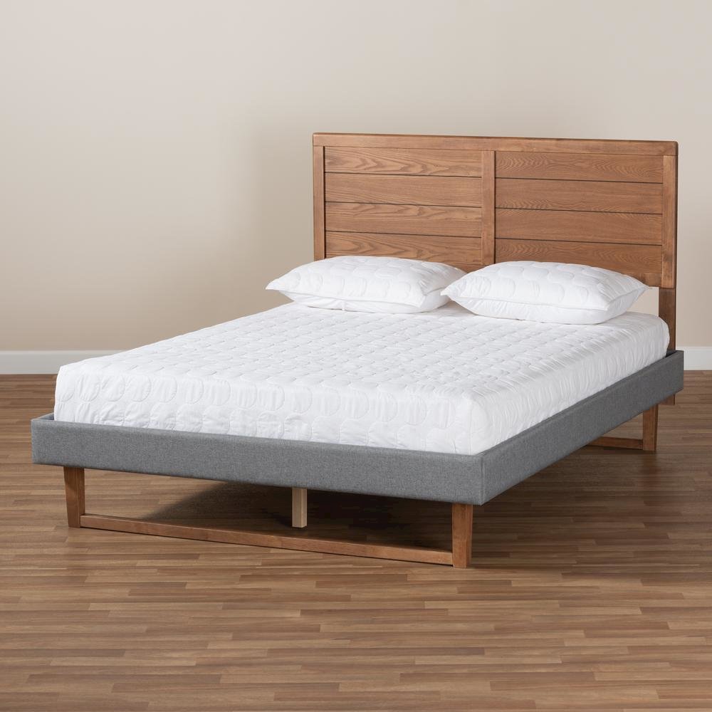 Ash Walnut Brown Finished Wood Full Size Platform Bed. Picture 17