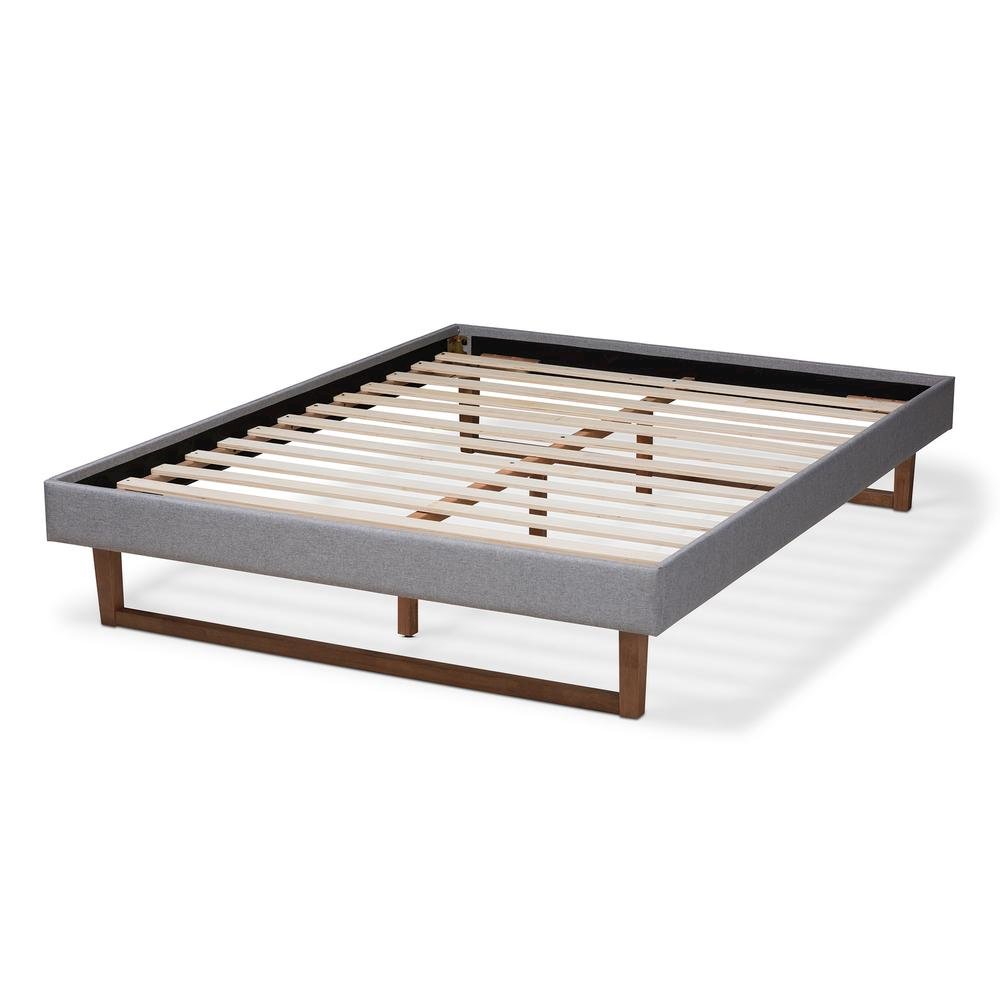 Walnut Brown Finished Wood Full Size Platform Bed Frame. Picture 12