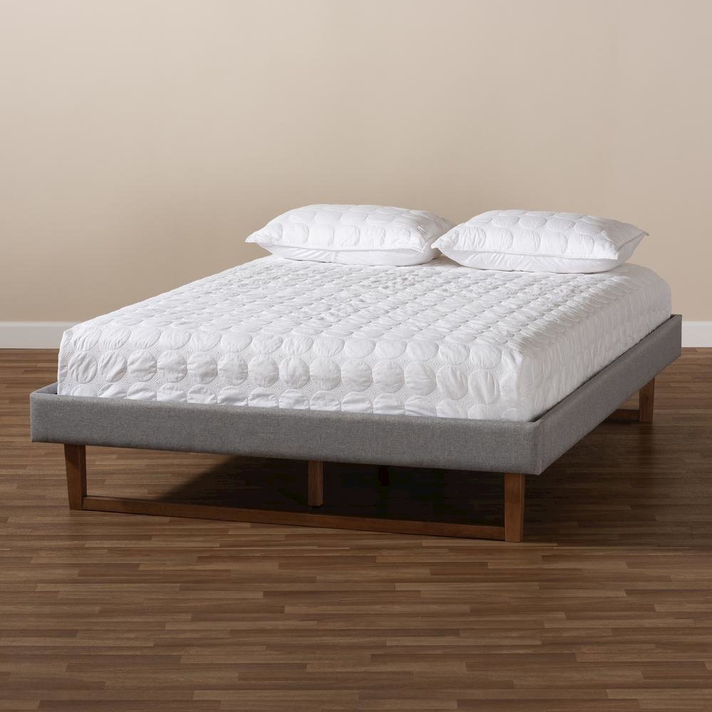 Walnut Brown Finished Wood Full Size Platform Bed Frame. Picture 15