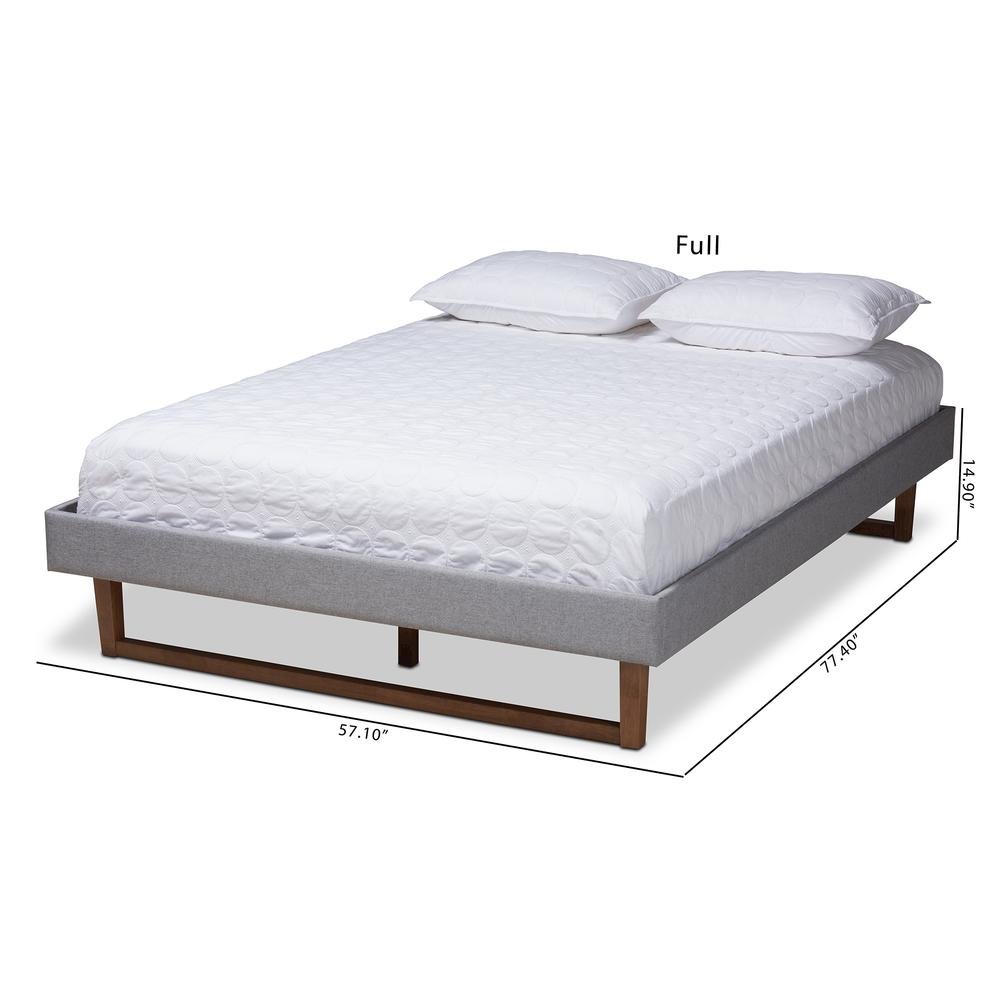 Walnut Brown Finished Wood Full Size Platform Bed Frame. Picture 16